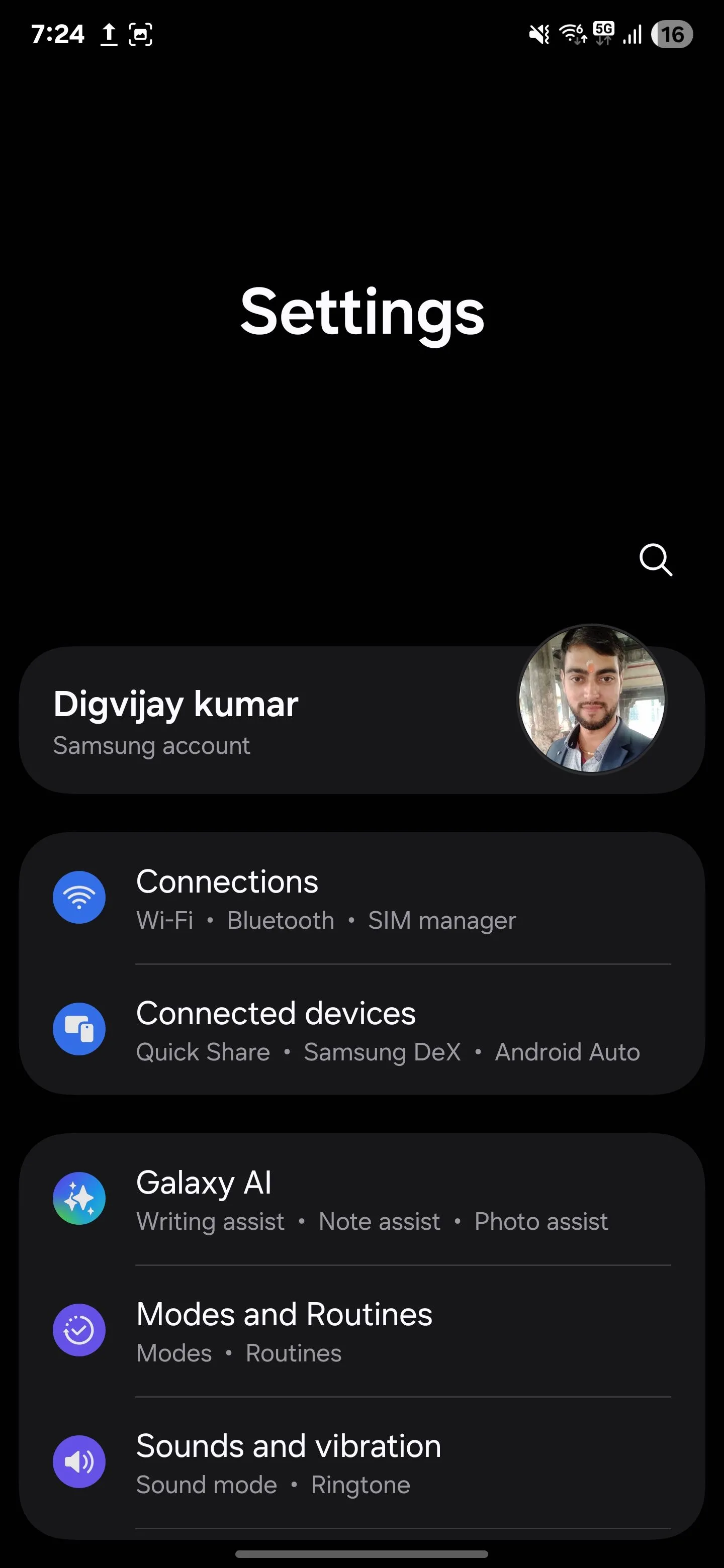 Truy cập menu cài đặt Samsung để tìm mục Kết nối