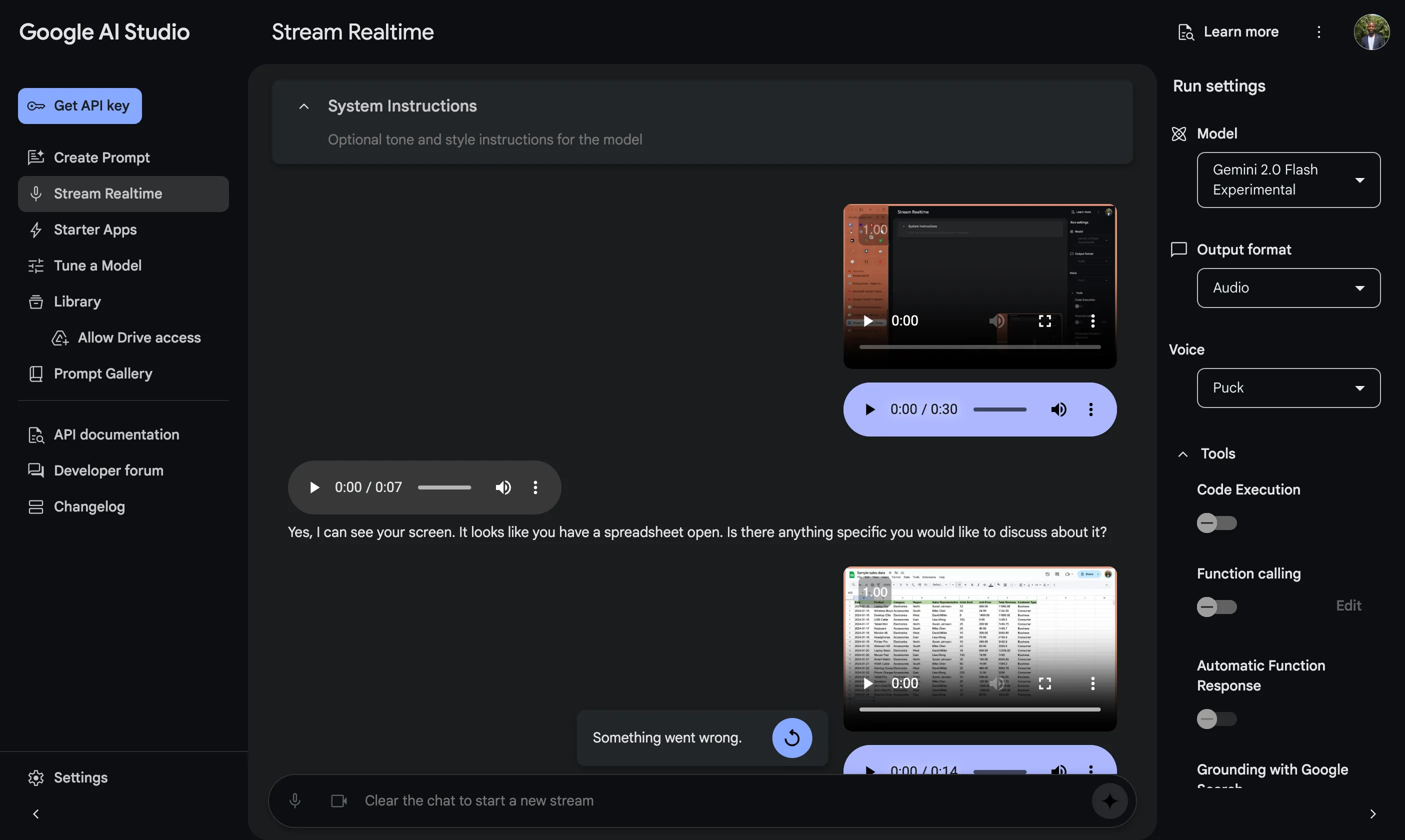 Tương tác trực tiếp với Gemini qua tính năng Stream Realtime trong AI Studio