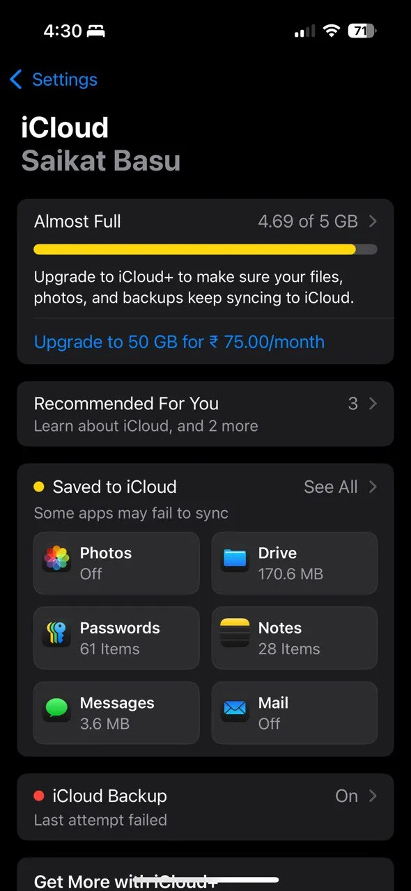 Tùy chọn Ảnh trong phần cài đặt iCloud trên iPhone, nơi người dùng có thể quản lý ảnh và video.