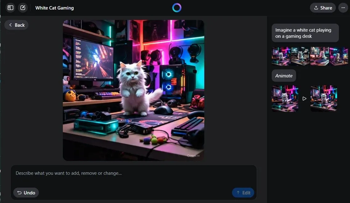 Tùy chọn &quot;Animate&quot; trong Meta AI, cho phép biến một bức ảnh tĩnh thành đoạn video chuyển động ngắn.