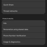 Tùy chọn cài đặt quyền riêng tư và bảo mật trong mục Dịch vụ Google trên điện thoại Android