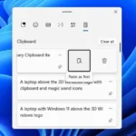 Tùy chọn 'Dán dưới dạng văn bản' được đánh dấu trong lịch sử Clipboard Windows 11