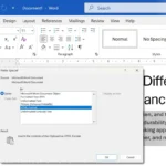 Tùy chọn dán nâng cao "Paste Special" trong Microsoft Word hiển thị các lựa chọn định dạng