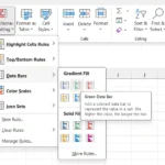Tùy chọn Data Bars (Thanh dữ liệu) trong menu Conditional Formatting (Định dạng có điều kiện) trên Excel.