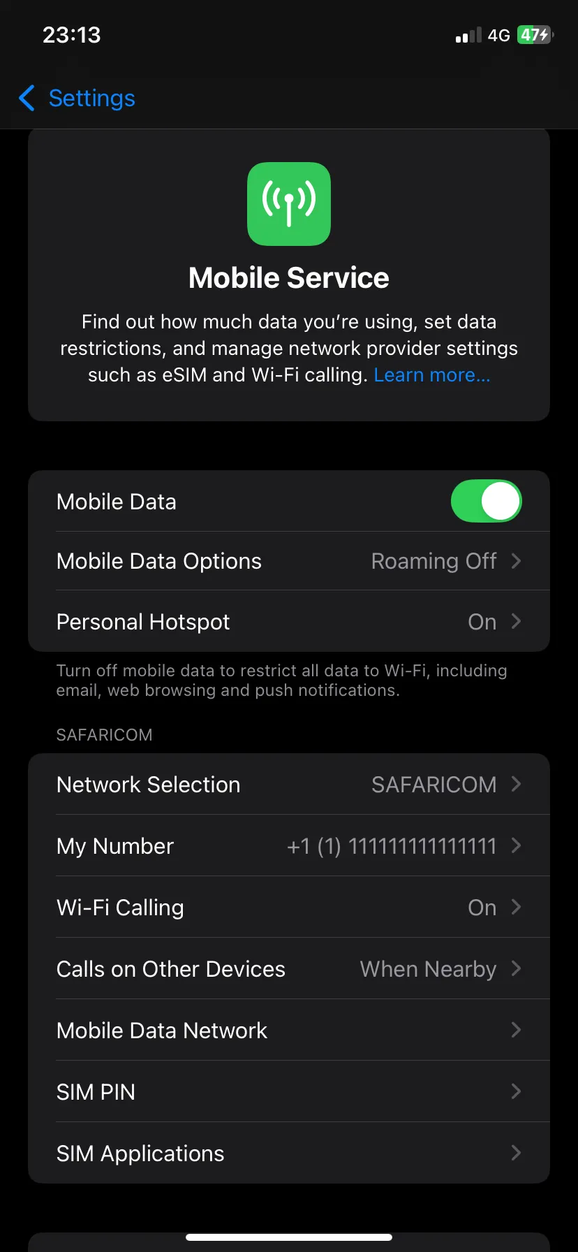 Tùy chọn dữ liệu di động trong cài đặt iOS để bật chế độ tiết kiệm