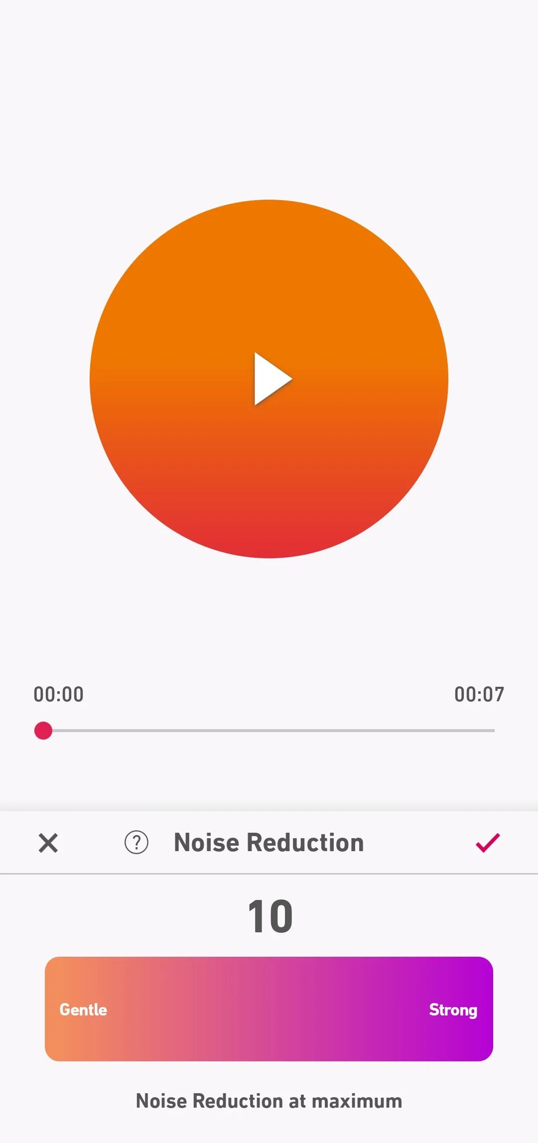 Tùy chọn giảm tiếng ồn (Noise Reduction) và các điều chỉnh âm thanh khác trong ứng dụng ghi âm Dolby On.
