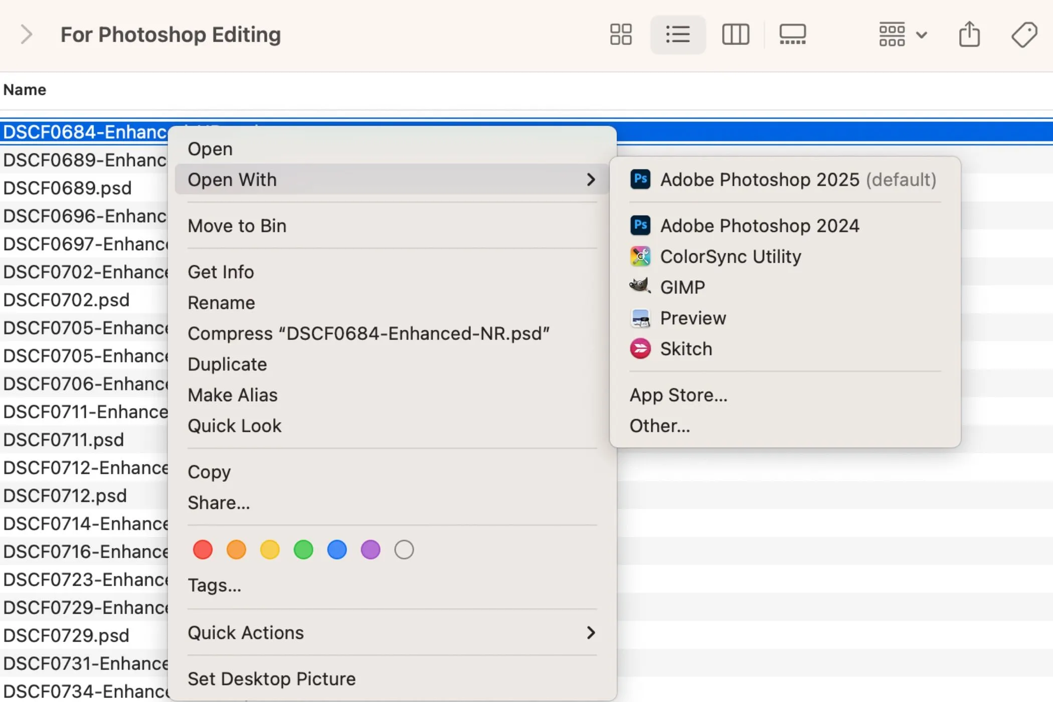 Tùy chọn lưu file PSD dưới các định dạng khác trong ứng dụng Preview trên Mac