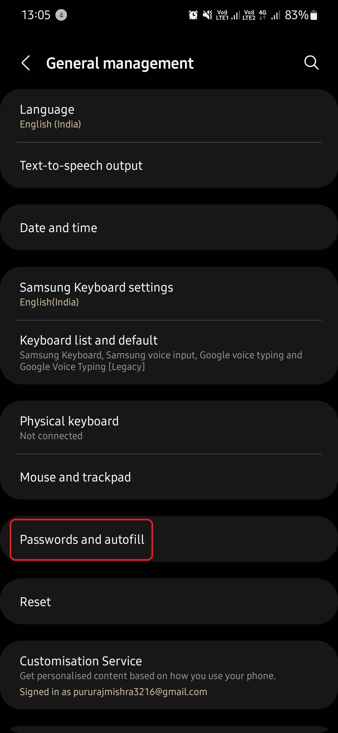 Tùy chọn mật khẩu và tự động điền trong quản lý chung Samsung