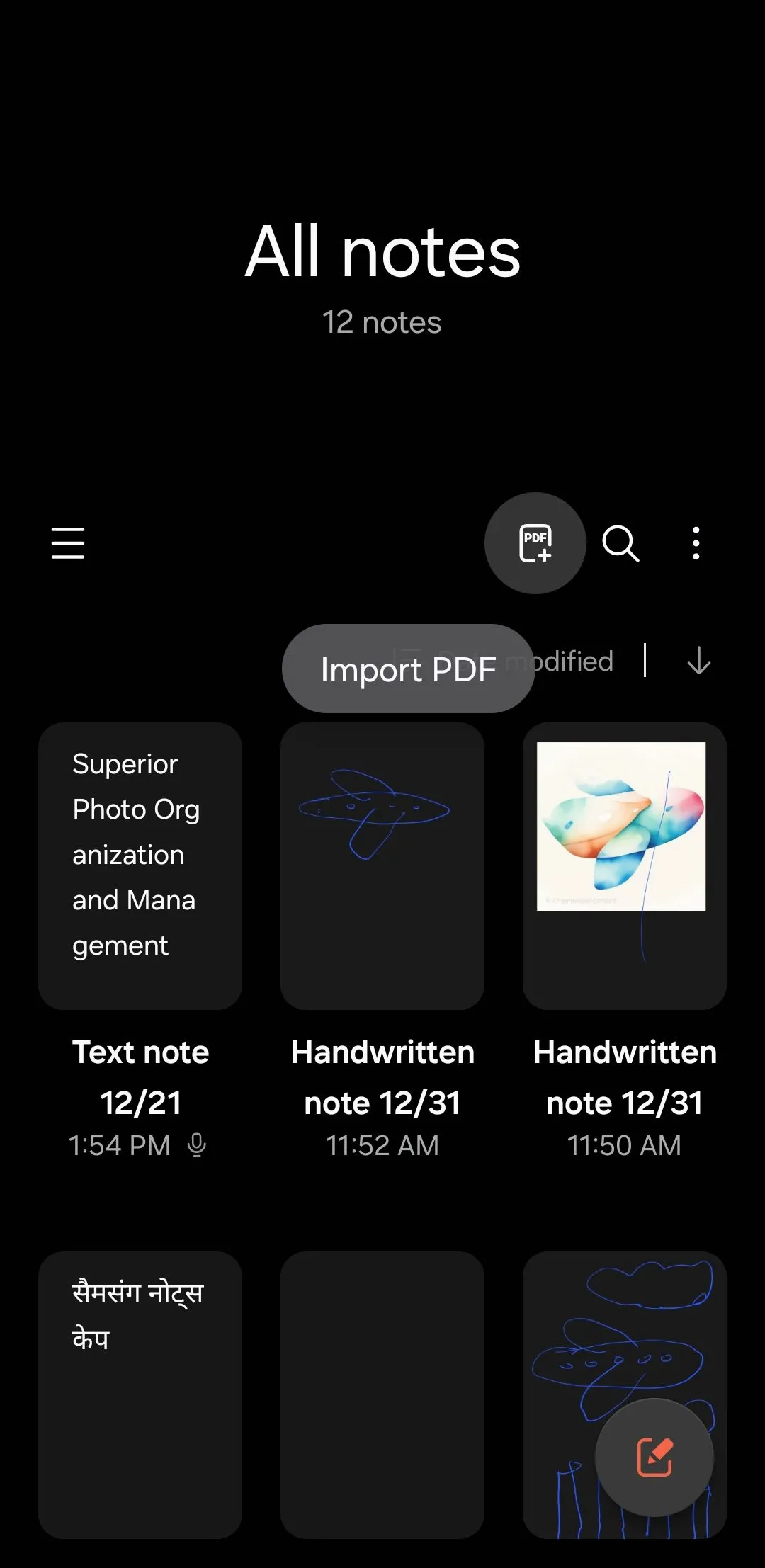 Tùy chọn nhập tệp PDF vào Samsung Notes để chú thích trực tiếp