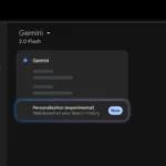 Tùy chọn Personalization (experimental) trong menu thả xuống của Google Gemini, cho phép cá nhân hóa trải nghiệm AI.