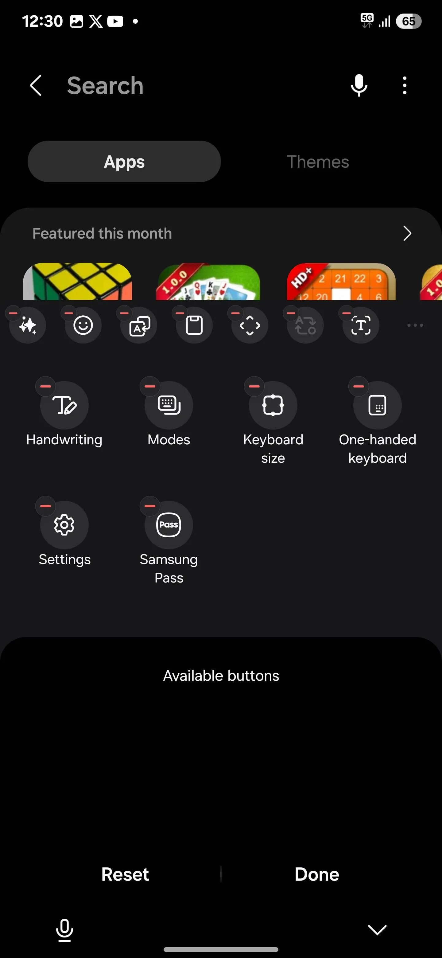 Tùy chọn Samsung Pass trên thanh công cụ Bàn phím Samsung