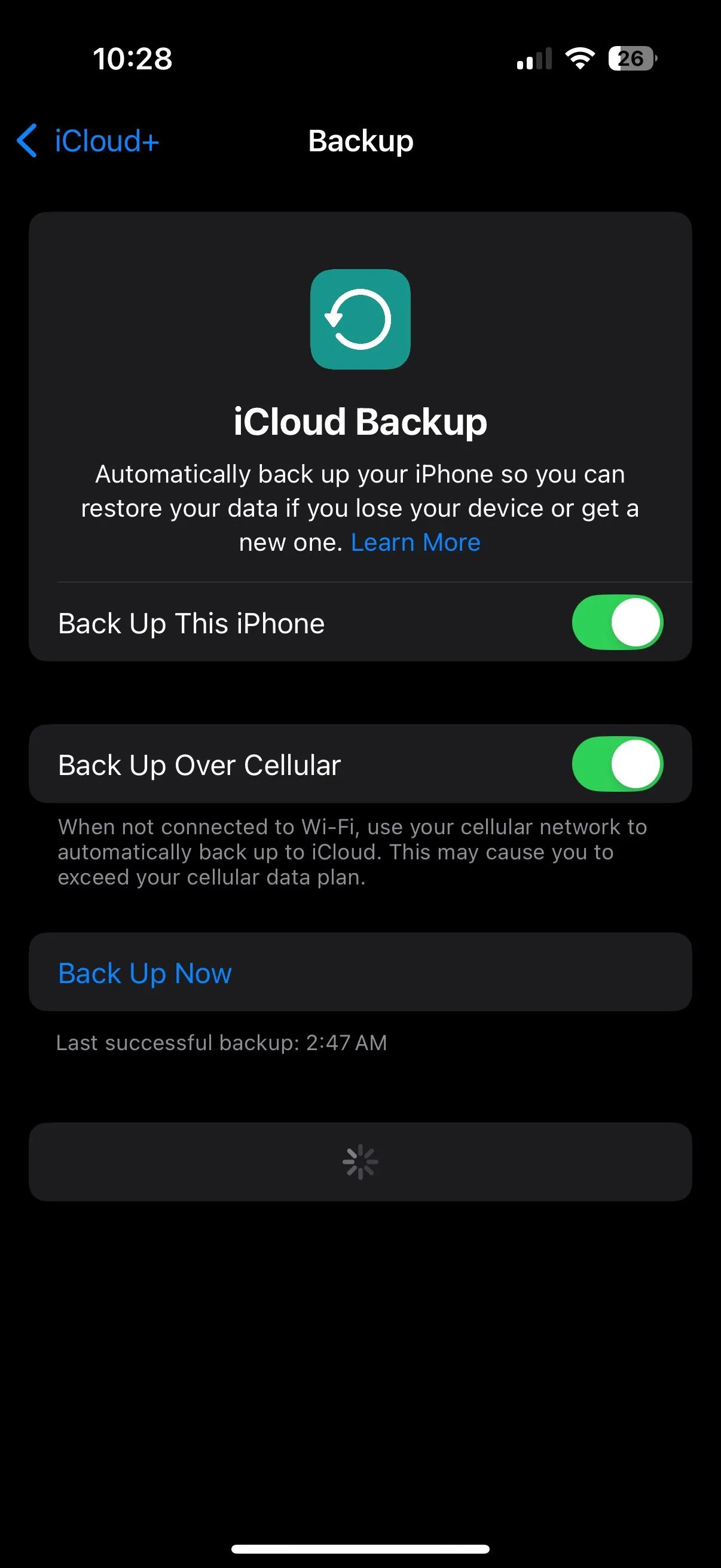 Tùy chọn sao lưu iCloud qua dữ liệu di động trên iPhone