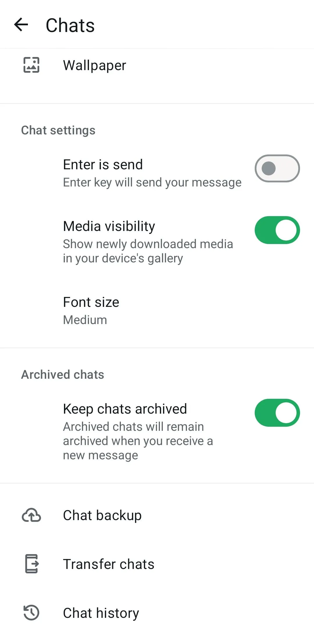 Tùy chọn tắt sao lưu video trong cài đặt Trò chuyện và sao lưu của WhatsApp trên Android