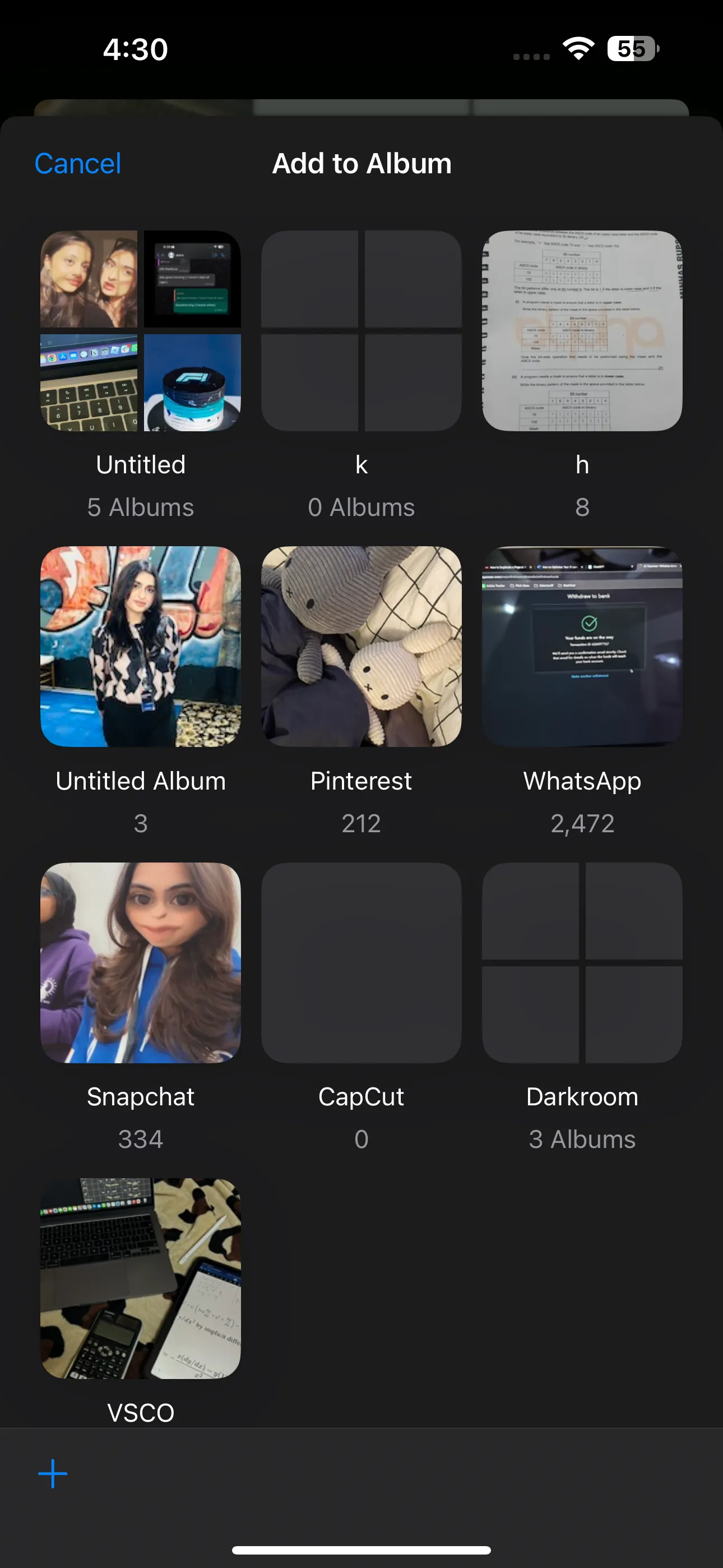 Tùy chọn thêm các ảnh đã chọn vào Album trong ứng dụng Ảnh iPhone
