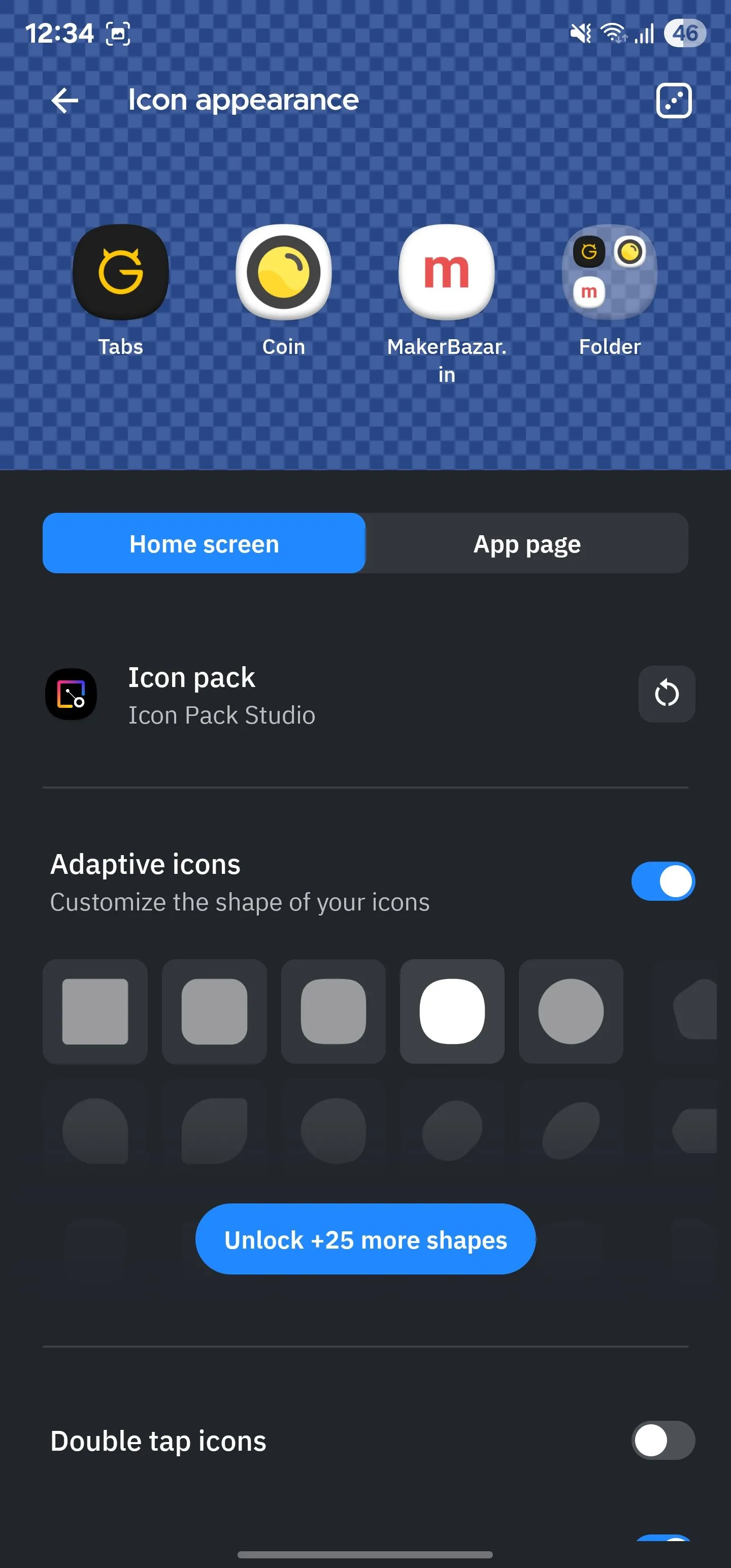 Tùy chọn thiết lập biểu tượng thích ứng và thay đổi hình dạng biểu tượng trên Smart Launcher.