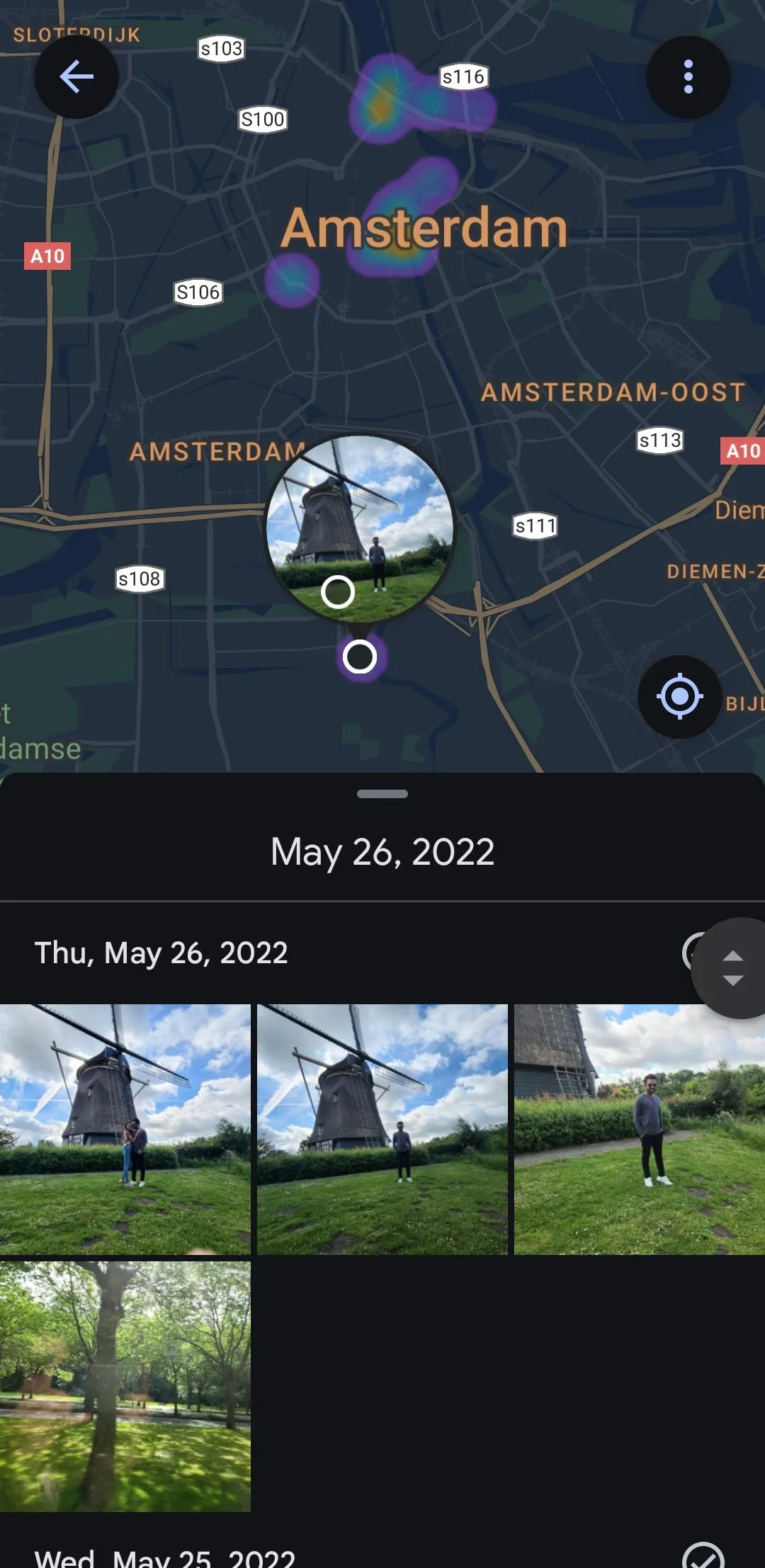 Ứng dụng Google Photos hiển thị bản đồ Amsterdam