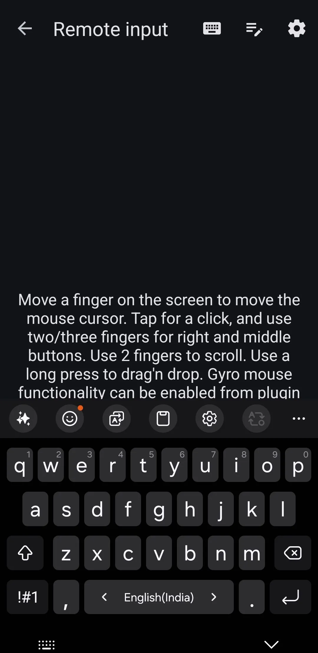 Ứng dụng KDE Connect trên Android hiển thị bàn phím ảo để điều khiển PC từ xa
