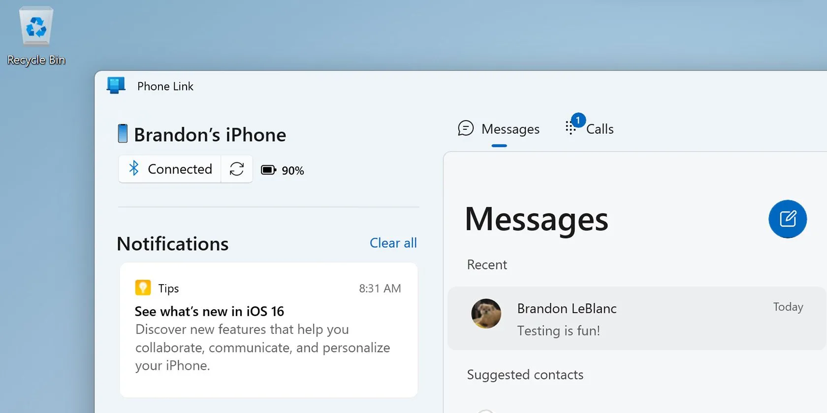 Ứng dụng Phone Link trên Windows 11 kết nối liền mạch với iPhone