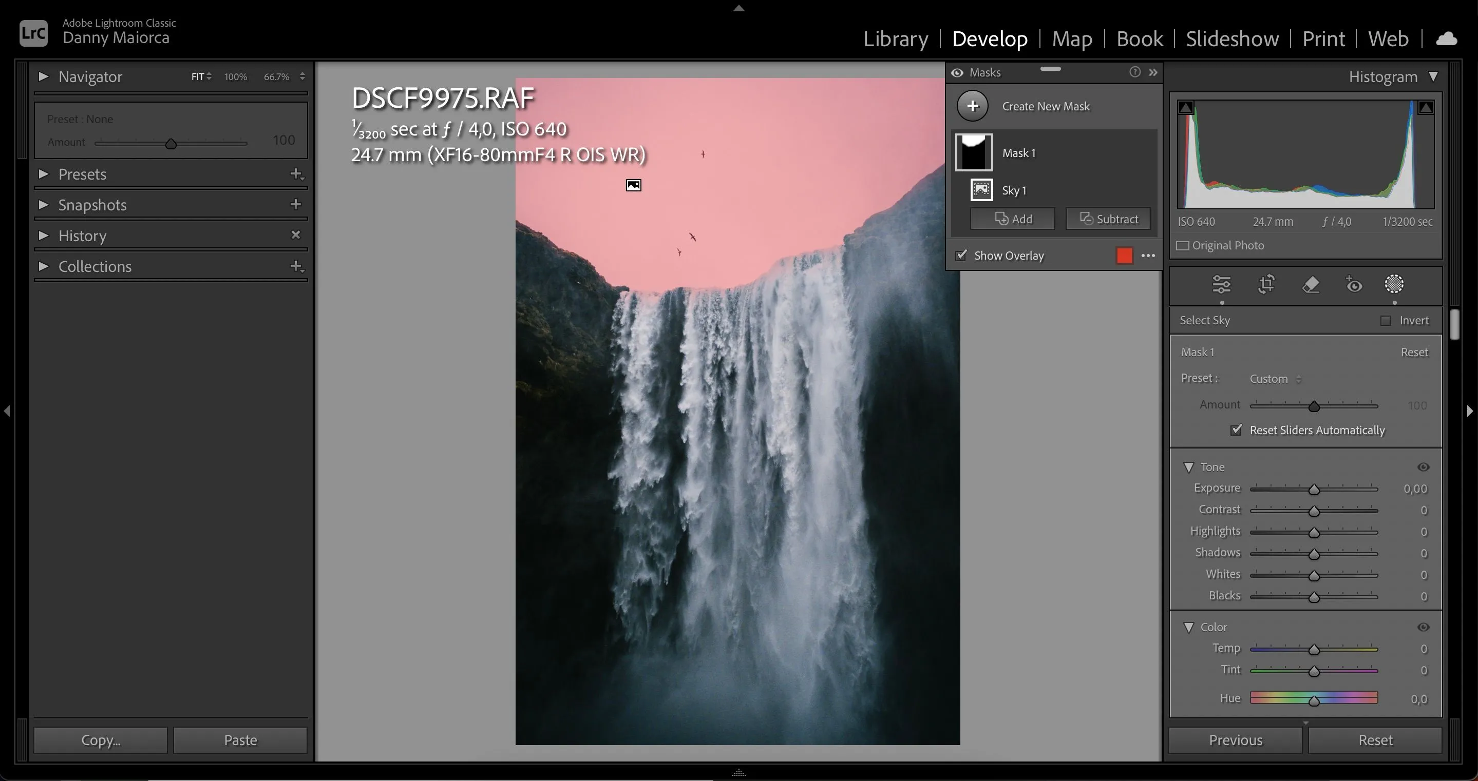 Ứng dụng tính năng Tạo Vùng Chọn Bầu Trời bằng AI trong Lightroom để chỉnh sửa ảnh phong cảnh