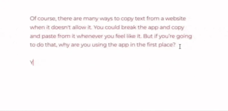 Văn bản đang chuyển sang màu đỏ và bị làm mờ trong The Most Dangerous Writing App khi người dùng ngừng gõ phím, thể hiện sự khẩn cấp