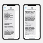 Ví dụ các tin nhắn smishing lừa đảo qua iMessage được báo cáo bởi Bleeping Computer
