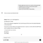 Ví dụ ChatGPT chuyển đổi các gạch đầu dòng thành email hoàn chỉnh, minh họa cách AI hỗ trợ soạn thảo.