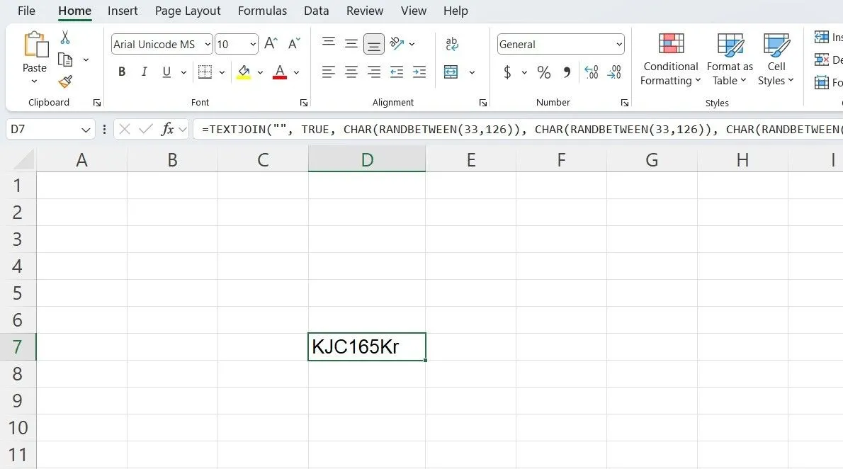 Ví dụ Excel tạo mật khẩu ngẫu nhiên bằng công thức