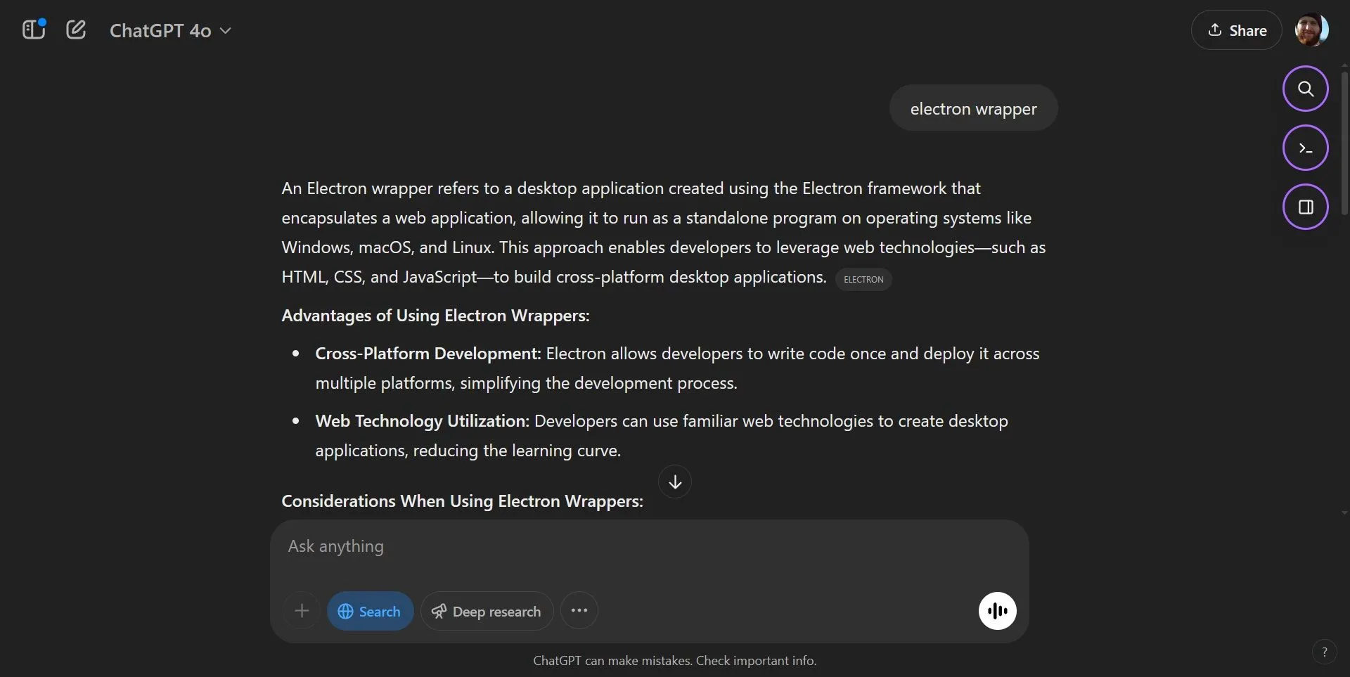 Ví dụ về kết quả tìm kiếm 'Electron wrappers' trên ChatGPT Search