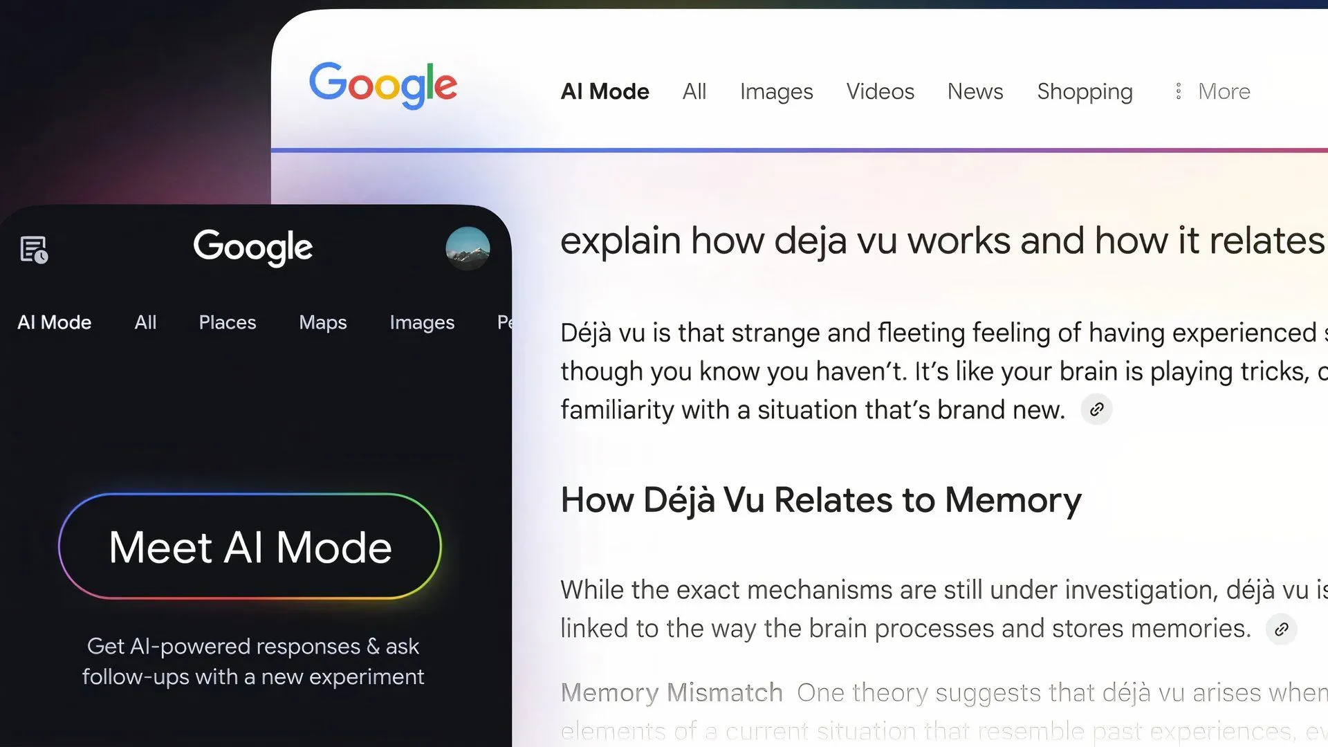 Ví dụ về tab Google AI Mode trong giao diện tìm kiếm Google