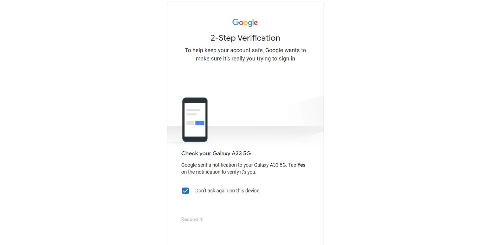 Ví dụ về yêu cầu xác thực hai yếu tố (2FA) khi đăng nhập Gmail hoặc tài khoản Google