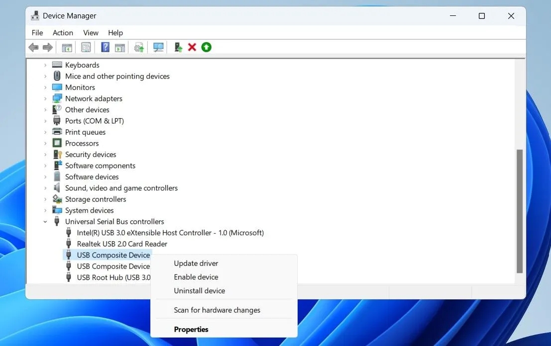 Vô hiệu hóa và kích hoạt lại driver USB trong Device Manager