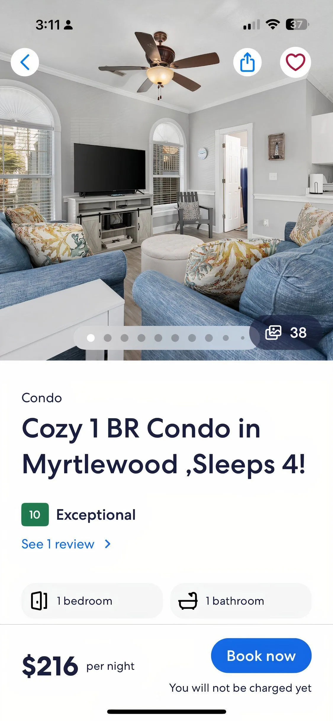 VRBO: ví dụ về một danh sách cho thuê trên ứng dụng