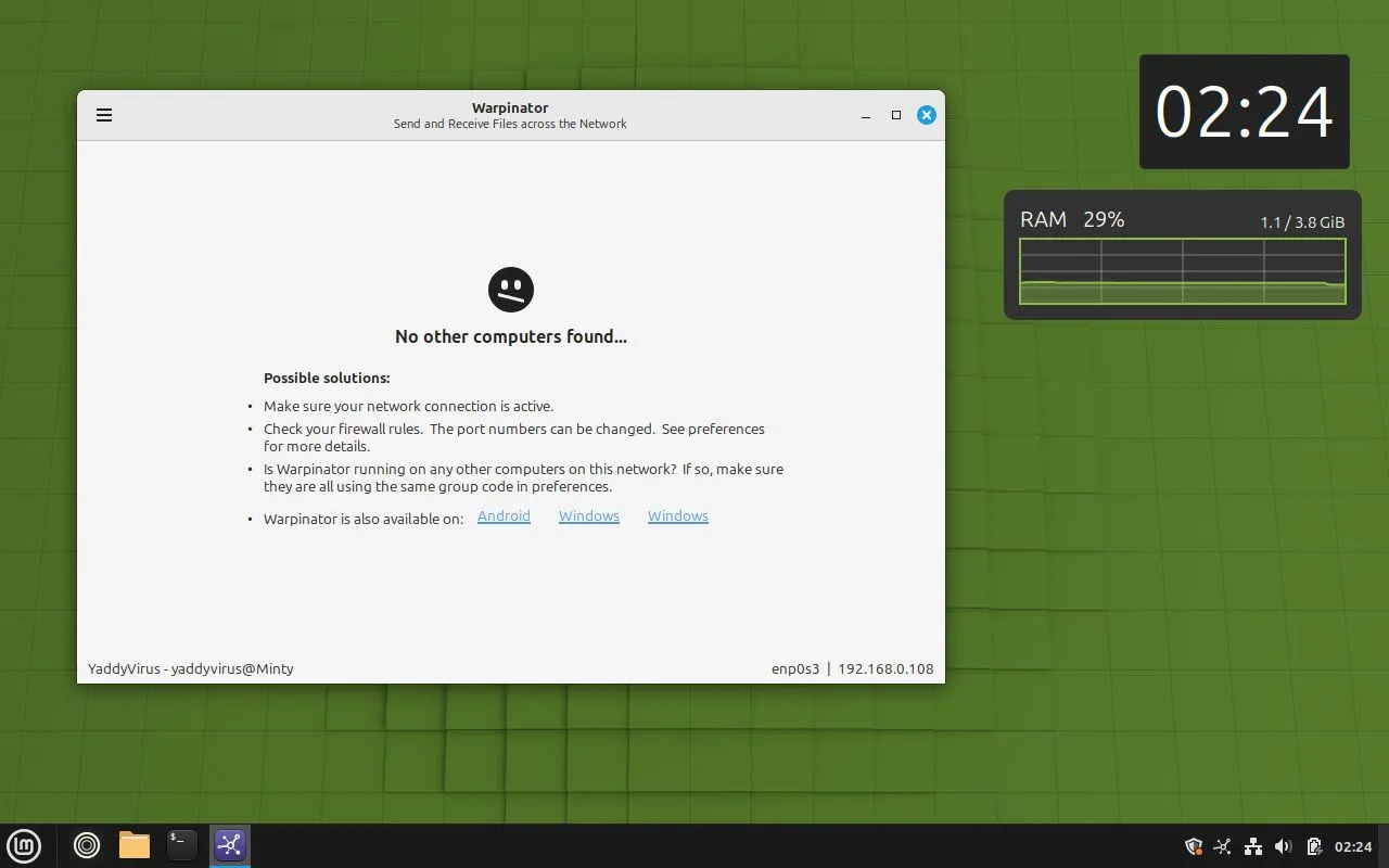 Warpinator trên Linux Mint, giải pháp chia sẻ tệp nội bộ nhanh chóng và tiện lợi