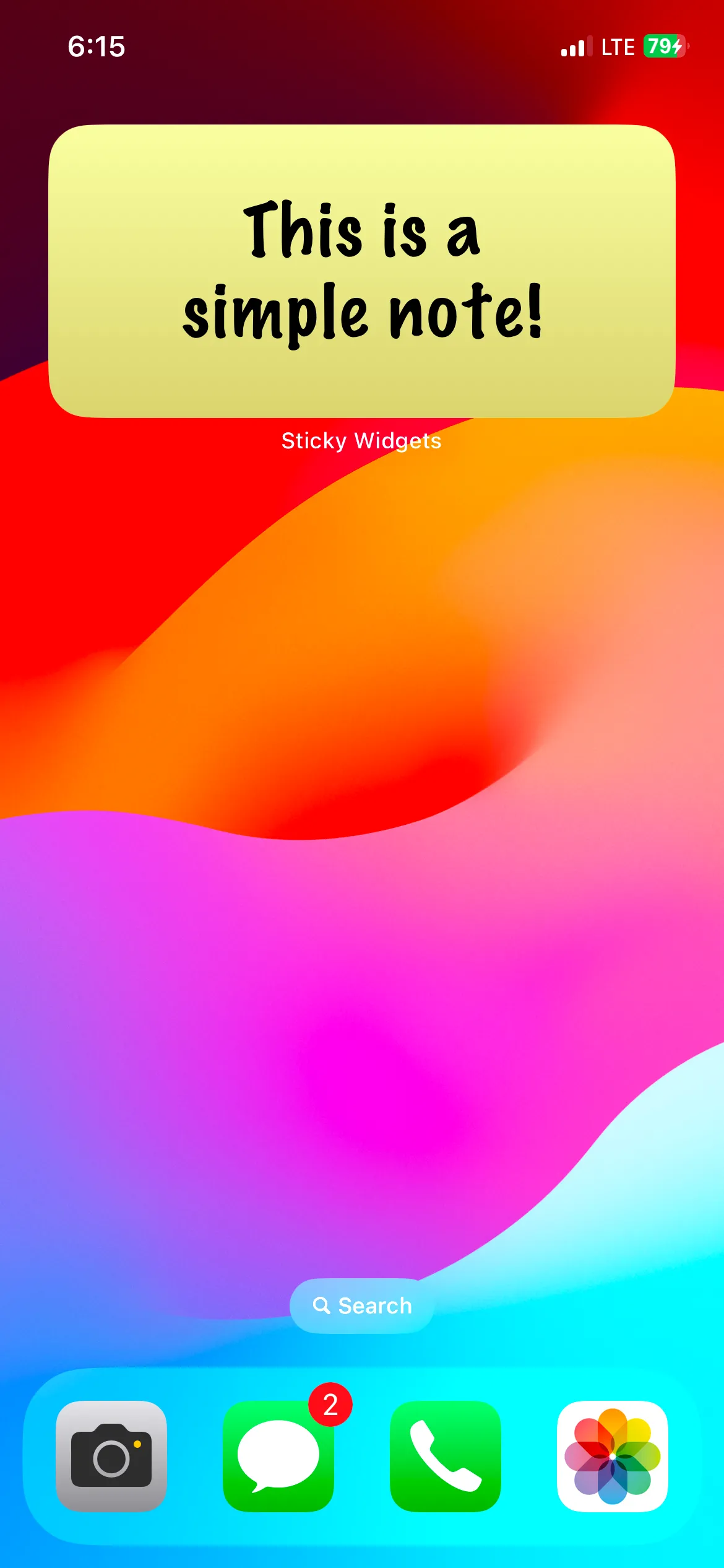 Widget Sticky Widgets cho phép hiển thị ghi chú dán có thể tùy chỉnh trên màn hình chính iPhone.