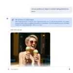 Yêu cầu tạo ảnh một người phụ nữ ăn kem trên ứng dụng web Gemini.